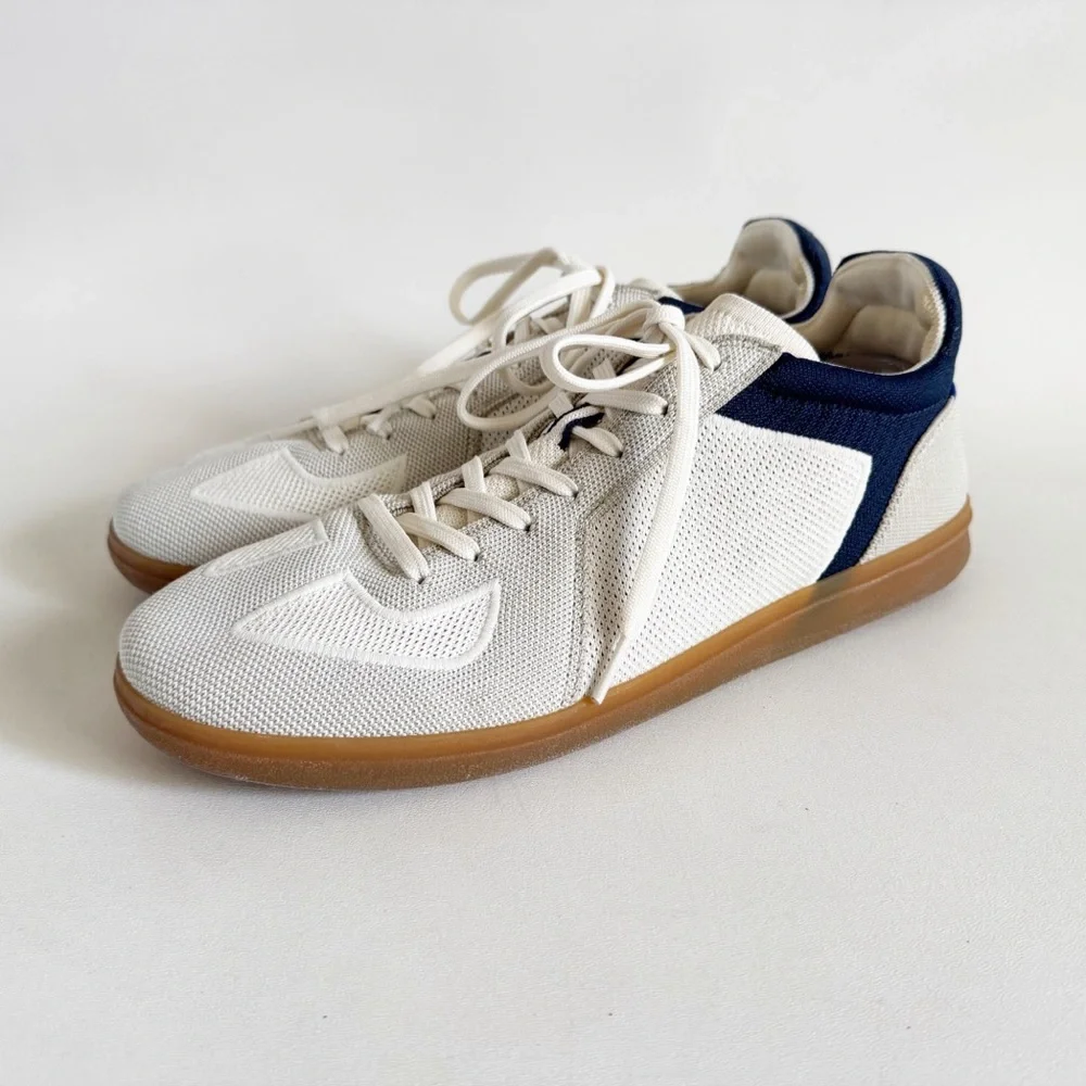 Rothys Mens RS01 Low Lace Up Sneaker US 12.5 EU 45 Off White Navy Casual Comfy - Picture 3 of 14